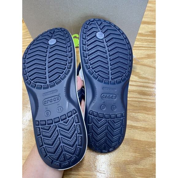 Crocs Crocband Flip Flop Men's 11 Blue Logo Flat Heel Comfort Walking Sandals - Picture 4 of 4
